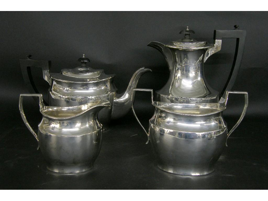 Appraisal: s four piece silver boat shaped tea service maker George