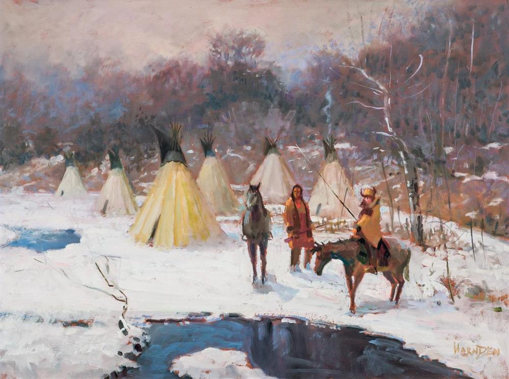 Appraisal: WILLIAM HARNDEN American - Native American Encampment oil on board