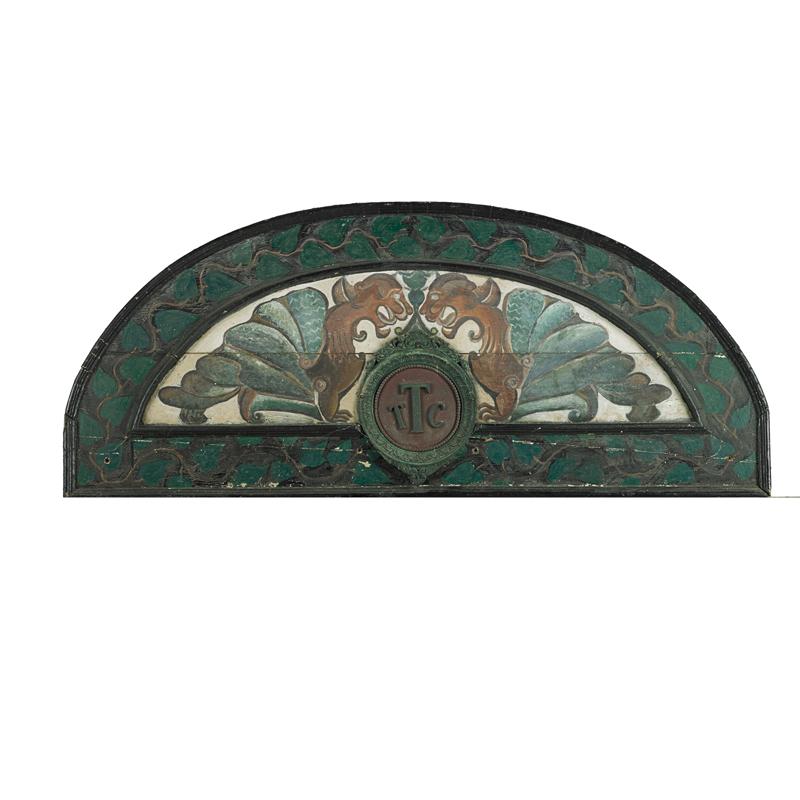 Appraisal: HAND-PAINTED TRANSOM Condition Report