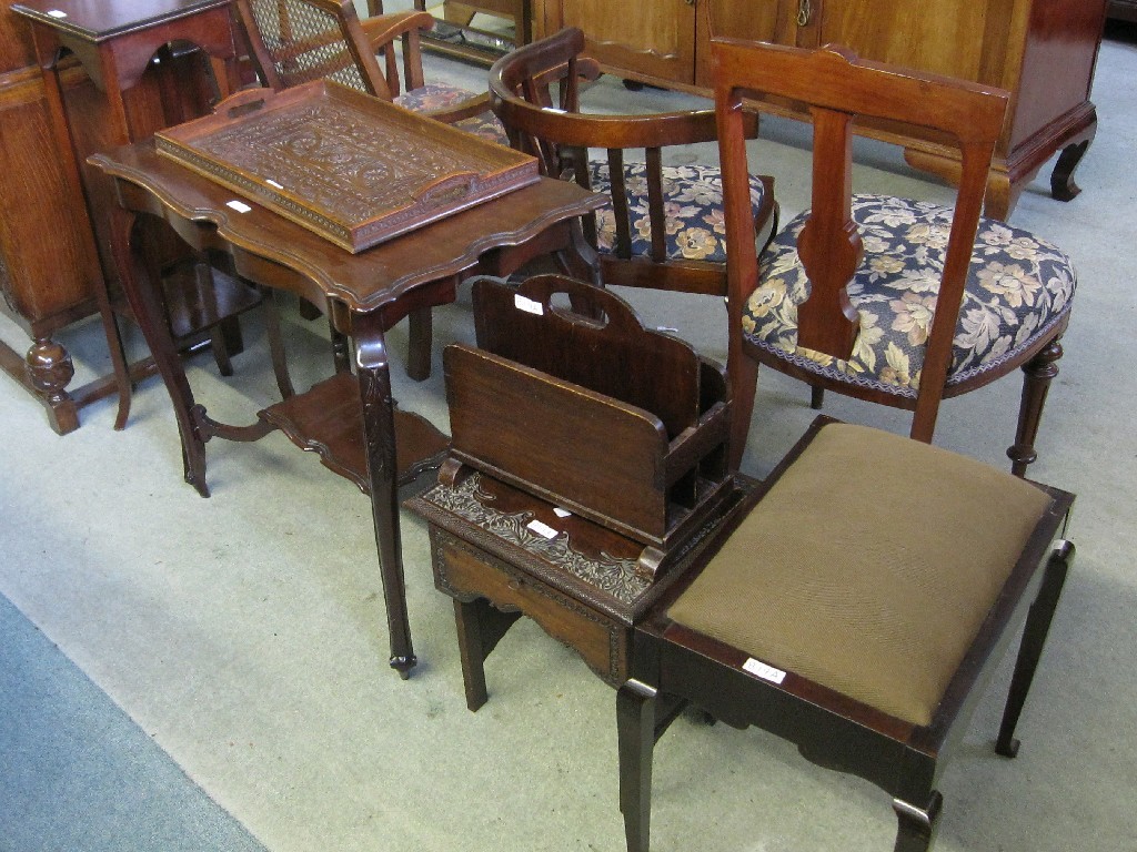 Appraisal: Lot comprising writing bureau plantstand tray occasional table magazine rack