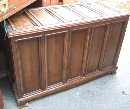 Appraisal: A th century style oak coffer the five panel top