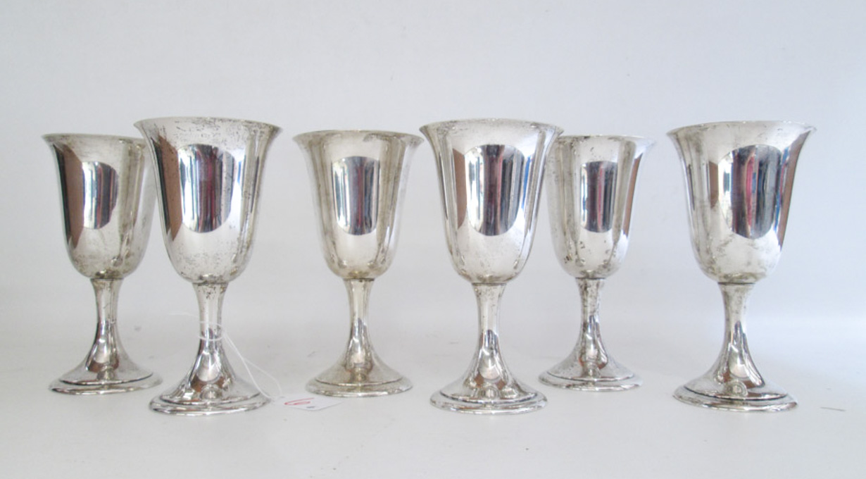 Appraisal: SET OF SIX STERLING SILVER GOBLETS by Alvin Manufacturing Co