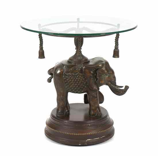 Appraisal: A Patinated Metal and Composite Occasional Table having a round