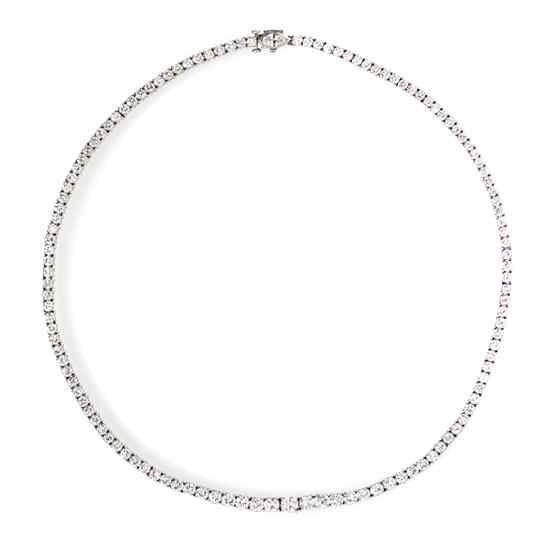 Appraisal: A Platinum and Diamond Riviera Necklace containing one marquise shape