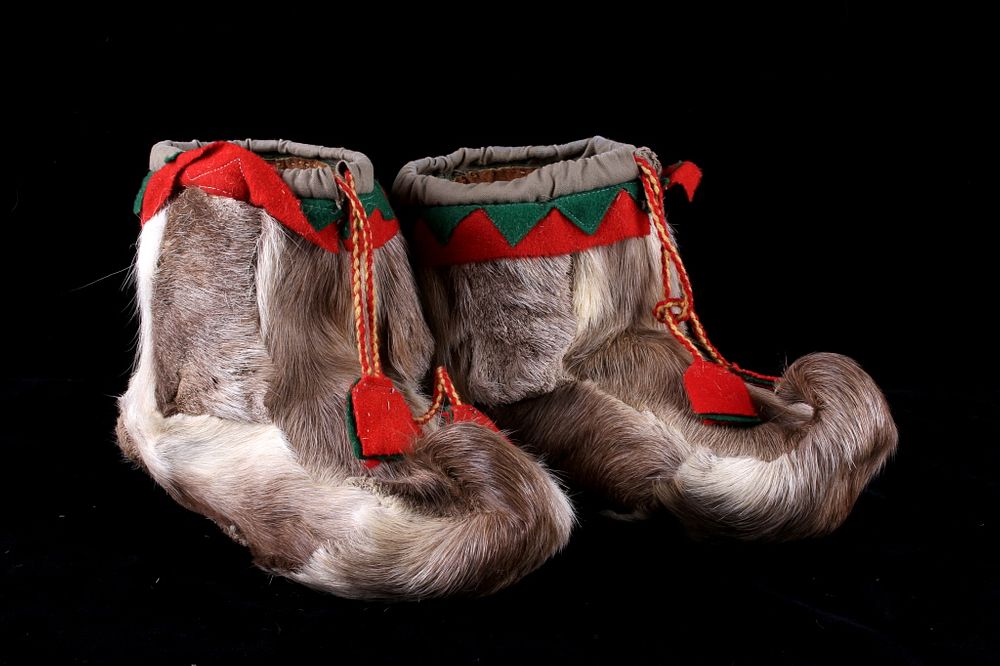 Appraisal: Eskimo Inuit Caribou Hide Trade Cloth Moccasins Featured in this