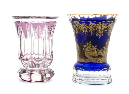 Appraisal: Group of Two Bohemian Glass Goblets the first enameled with