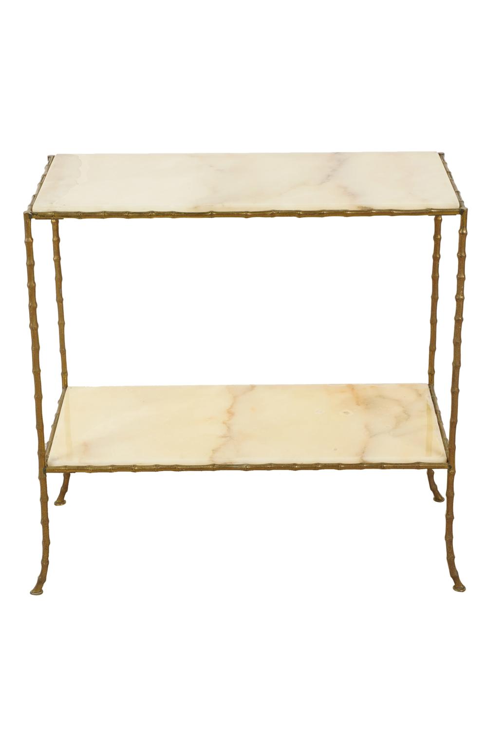 Appraisal: ONYX BRASS FAUX BAMBOO TIERED TABLECondition rubbed wear to brass