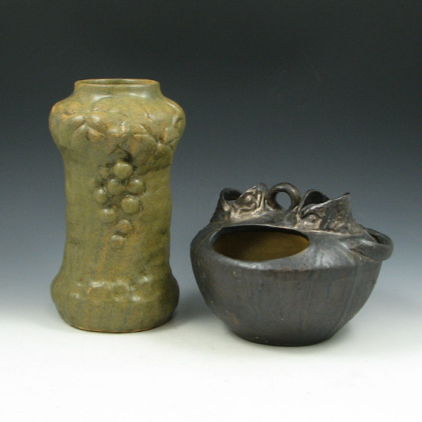 Appraisal: Two unmarked studio pottery vessels including a grape vase in