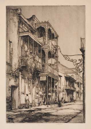 Appraisal: EARL HORTER New Orleans Street Etching and drypoint circa x