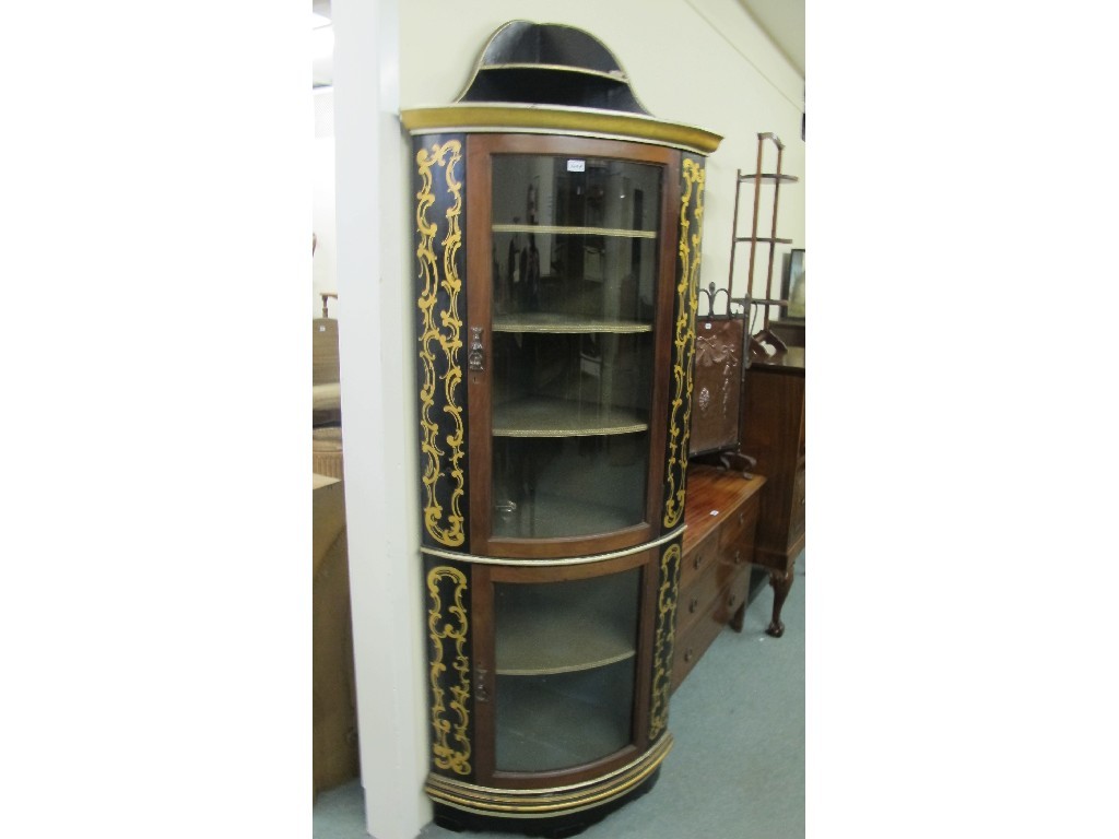 Appraisal: th century painted and glazed corner cabinet