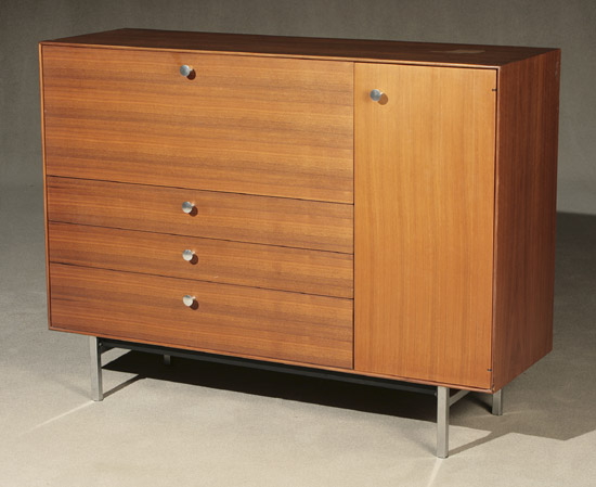 Appraisal: George Nelson 'Thin Edge' Walnut Cabinet Manufactured by Herman Miller