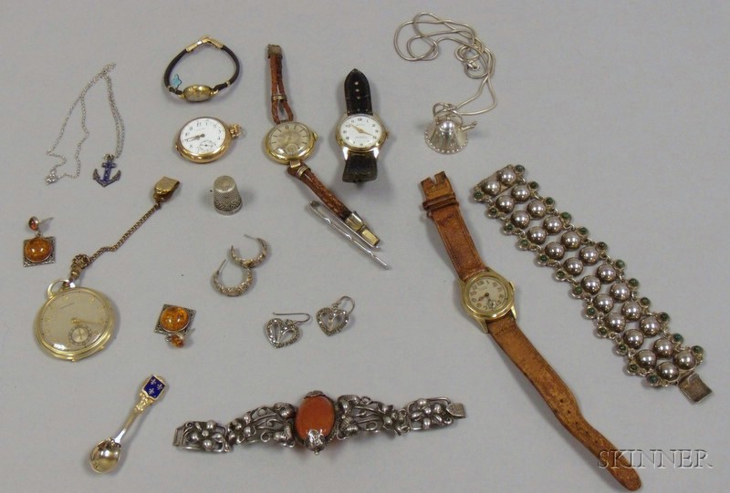 Appraisal: Small Group of Mostly Sterling Silver Jewelry and Assorted Watches