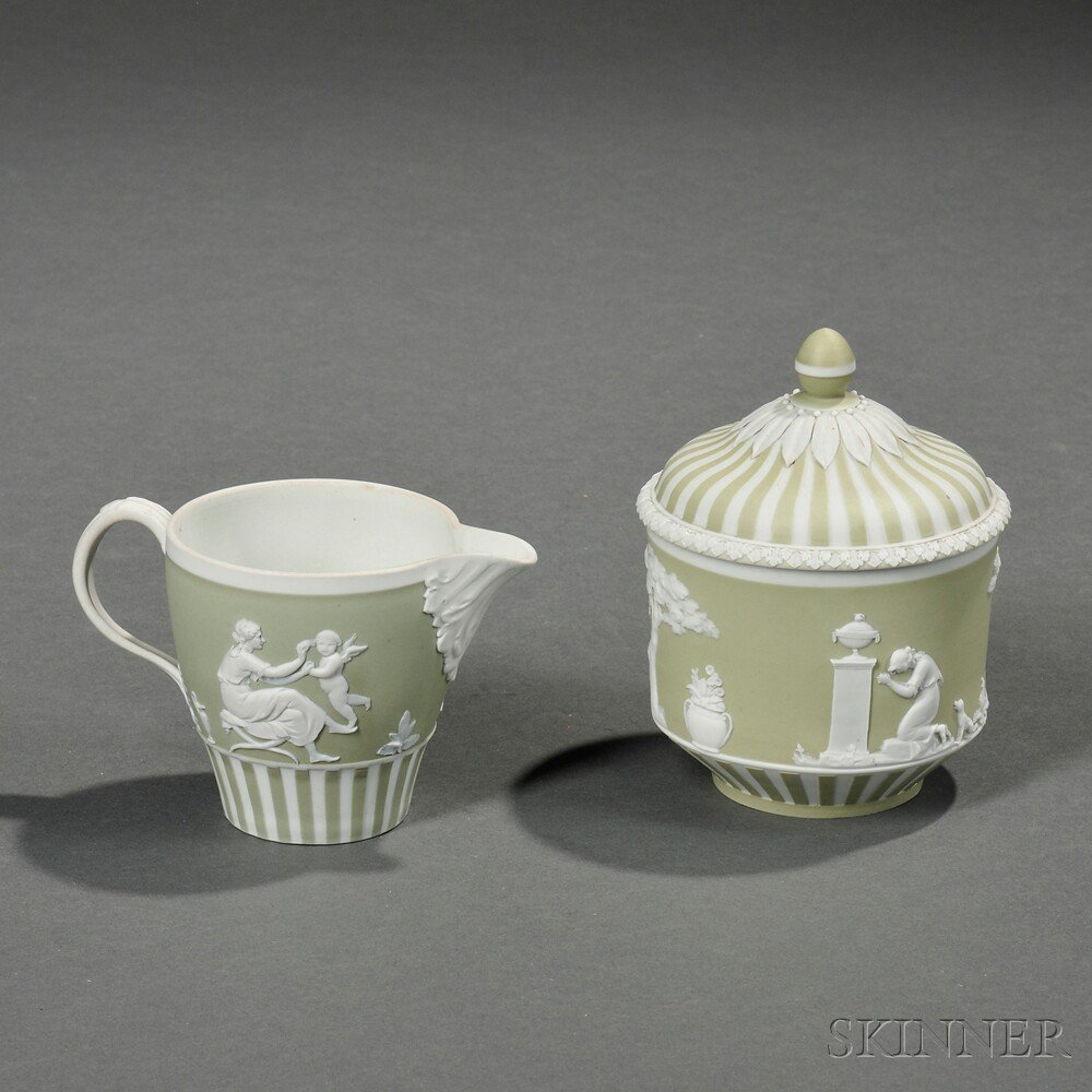 Appraisal: Two Wedgwood Green Jasper Dip Items England late th century