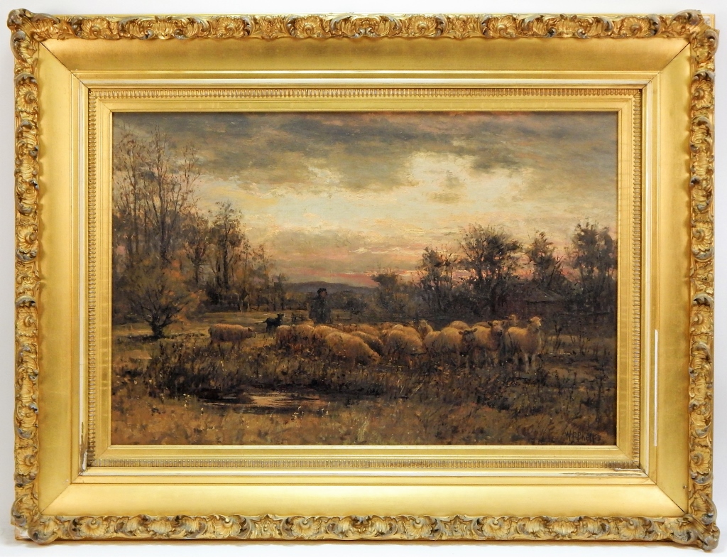 Appraisal: WILLIAM PHELPS IMPRESSIONIST SHEPHERD PAINTING New Hampshire - Depicting a