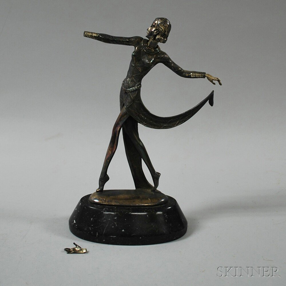 Appraisal: Silvered-metal Dancing Figure of a Woman th century impressed on