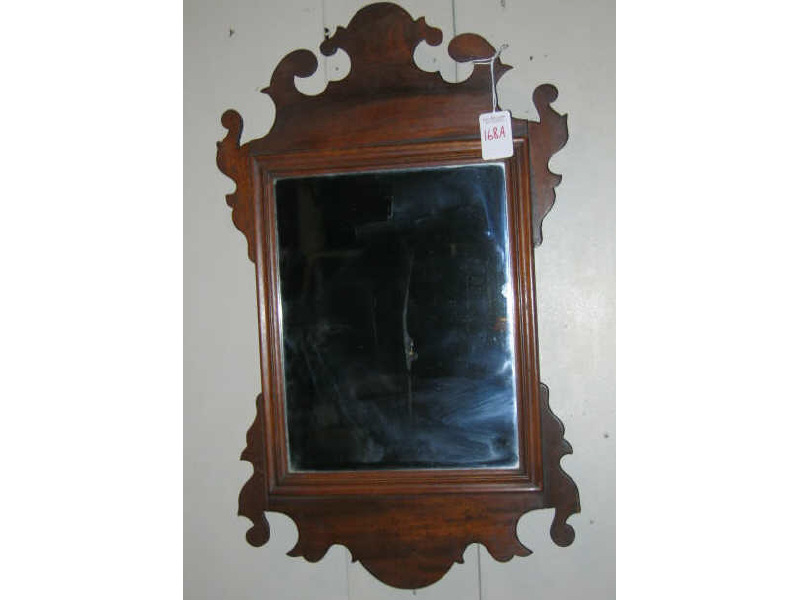 Appraisal: AMERICAN CHIPPENDALE MAHOGANY WALL MIRROR Of diminutive size showing a