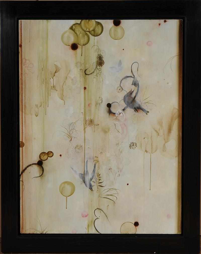 Appraisal: DARREN WATERSON b TENDRILS Oil on wood panel titled signed