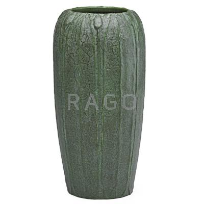 Appraisal: GRUEBY Vase carved with leaves and buds excellent matte green