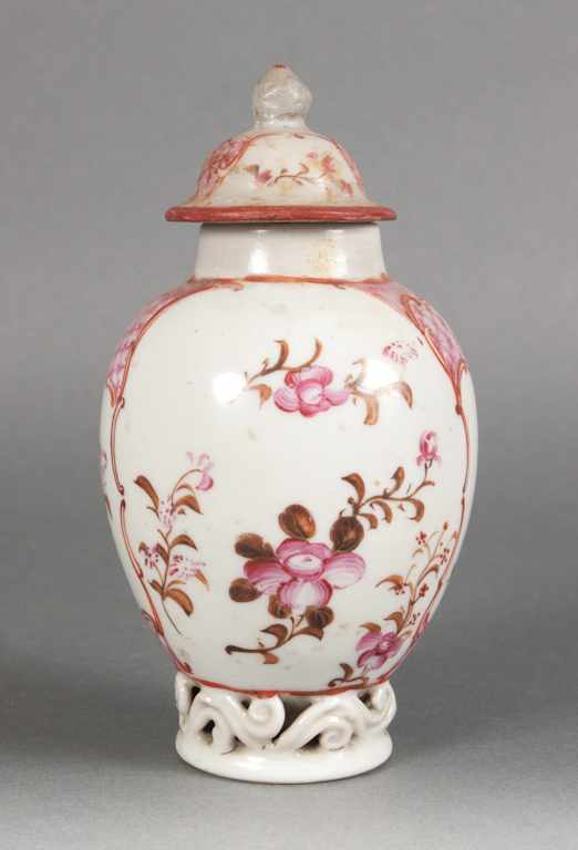 Appraisal: Chinese Export Famille Rose porcelain teapoy circa floral decoration in