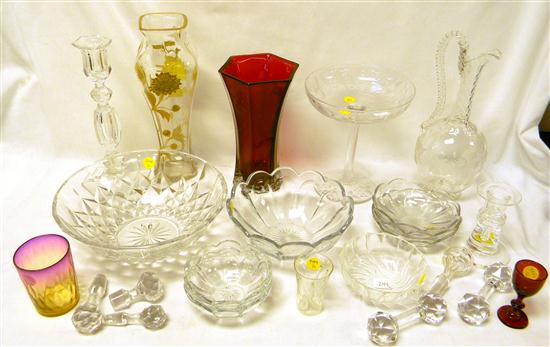 Appraisal: Assorted glass including vase with floral gilt decoration '' h