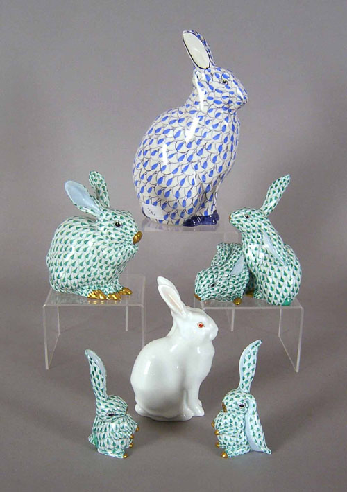 Appraisal: Five Herend rabbits together with an Italian rabbit figure