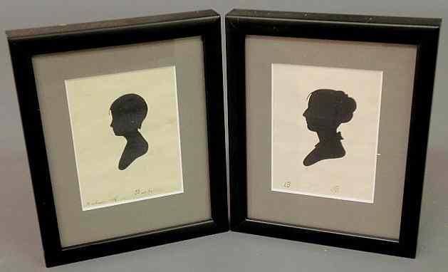 Appraisal: Pair of hollow-cut silhouettes stamped Peale Museum portraits x