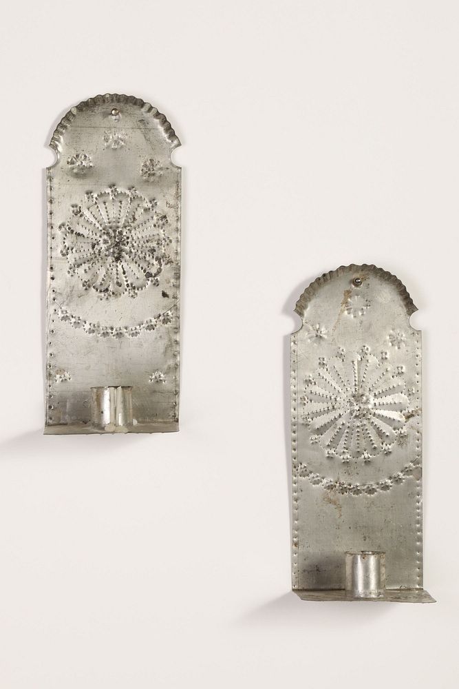 Appraisal: Pair of Tin Candle Sconces Late th Century New Mexico