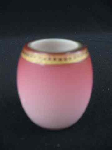 Appraisal: Burmese Art Glass Toothpick Holder barrel form beaded edge ''