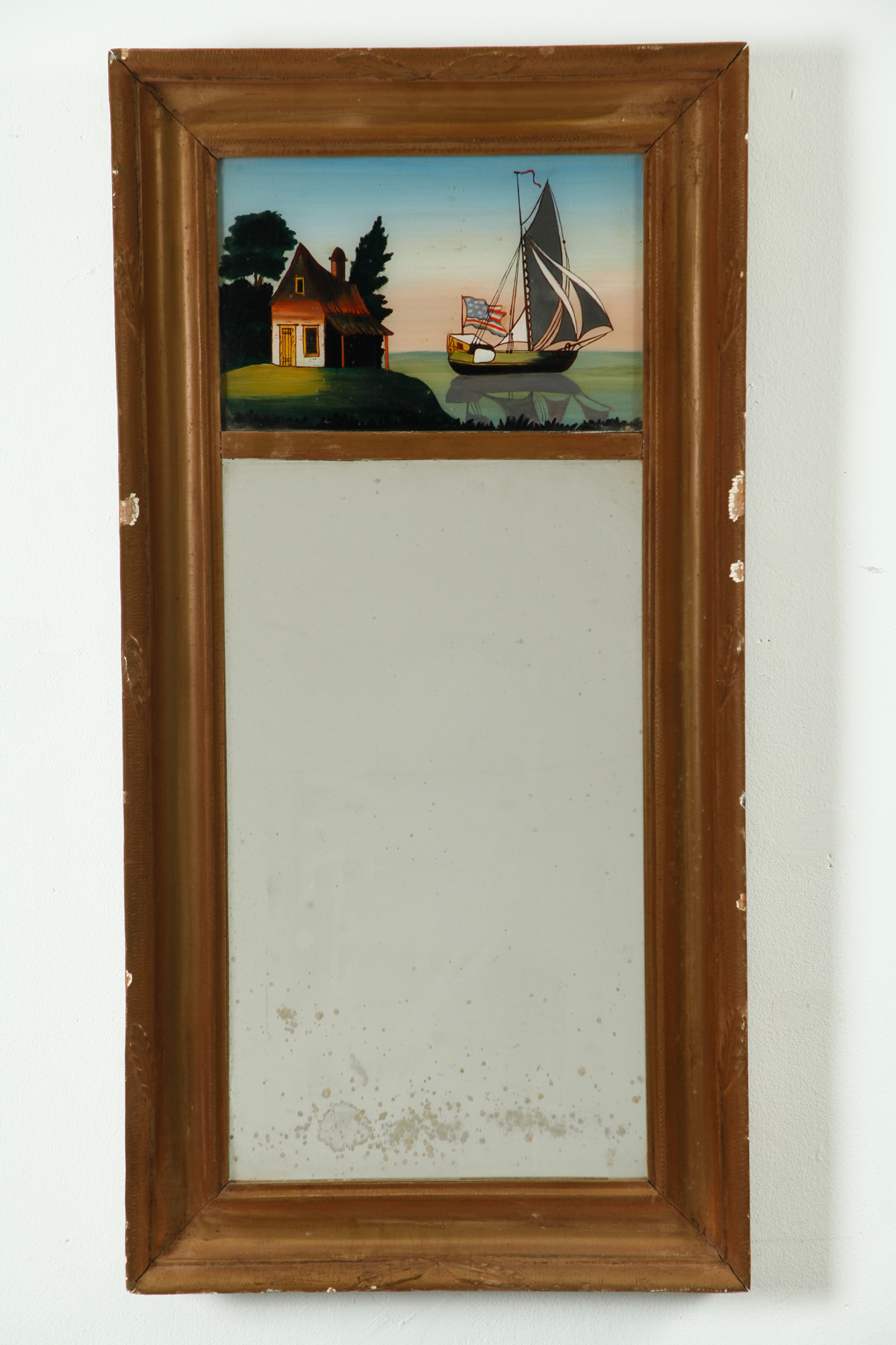 Appraisal: MIRROR American st half- th century Reverse glass panel with