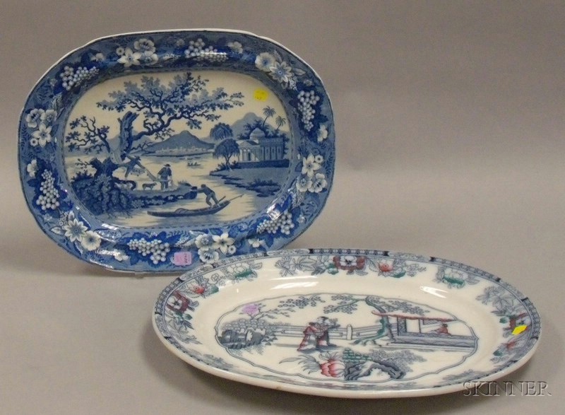 Appraisal: English Blue and White Transfer Decorated Staffordshire Platter and an