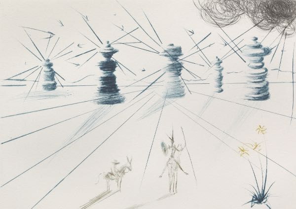 Appraisal: SALVADOR DALI SPANISH - x plate x paper Don Quichotte