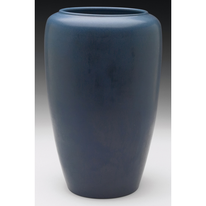 Appraisal: Marblehead vase large shouldered shape covered in a blue matte