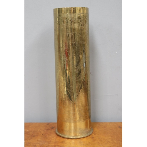 Appraisal: Brass trench art vase approx cm H