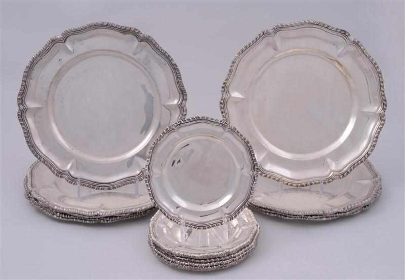 Appraisal: NINE MEXICAN SILVER SERVICE PLATES AND SEVEN BREAD AND BUTTER