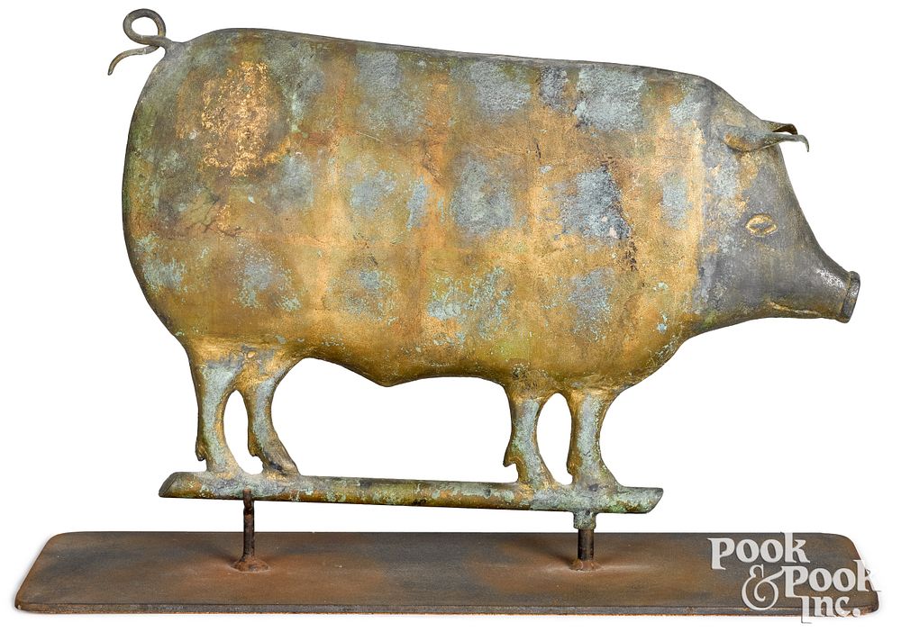 Appraisal: Swell bodied copper pig weathervane th c Swell bodied copper