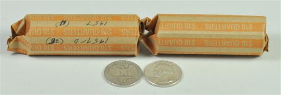 Appraisal: Two Rolls of Washington Quarters Circulated Mostly dated or A