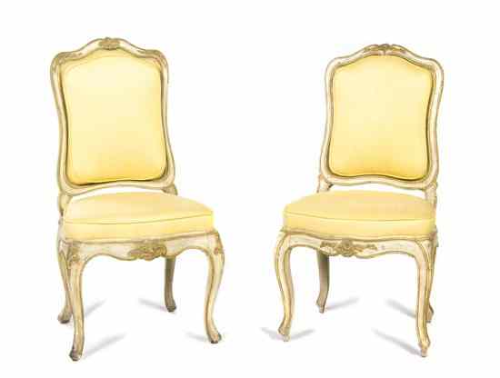 Appraisal: A Pair of Louis XV Style Painted Side Chairs th