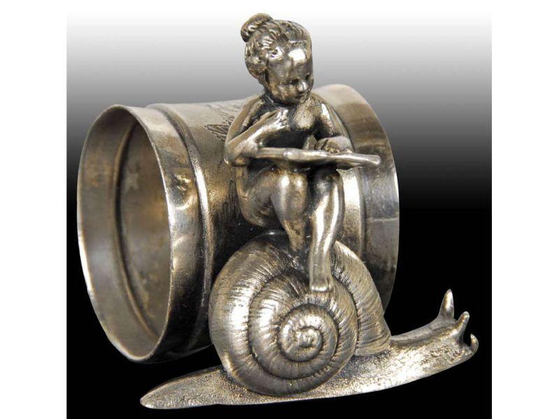 Appraisal: Young Girl Reading Book Sitting On Snail Figural N Description