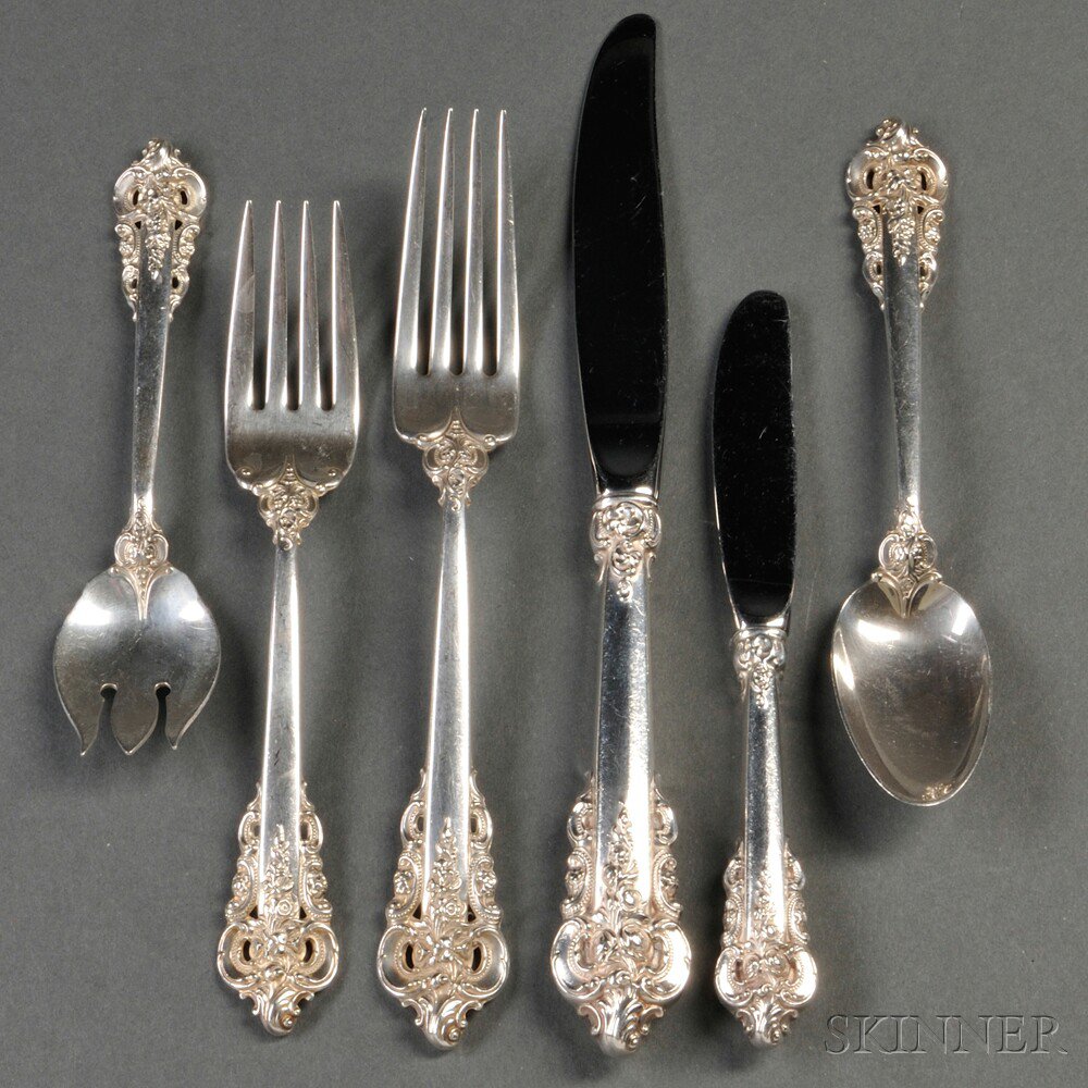 Appraisal: Wallace Grande Baroque Pattern Sterling Silver Flatware Service Wallingford Connecticut