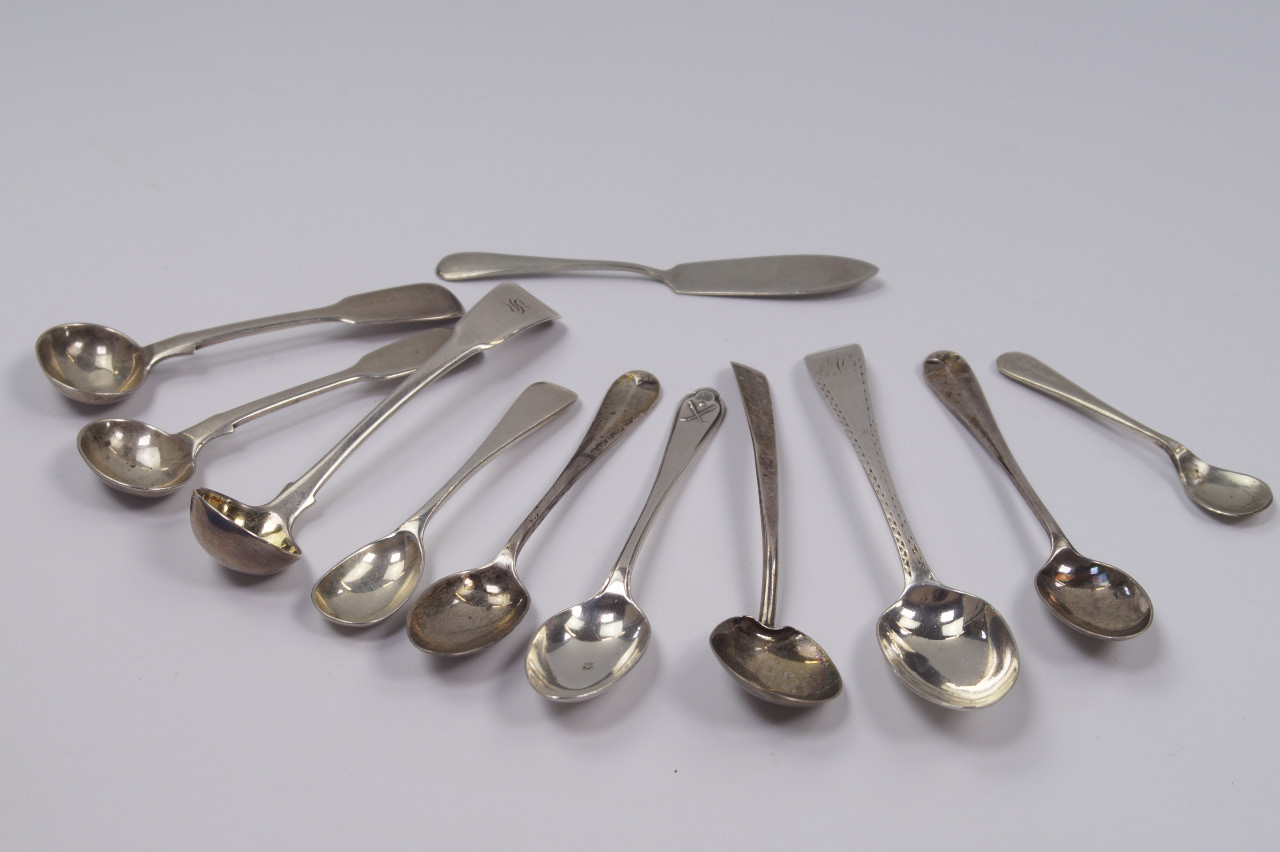 Appraisal: A collection of Georgian and later silver condiment spoons a