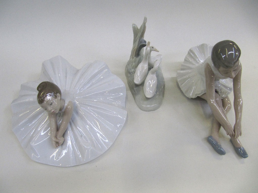 Appraisal: Two Nao figures of ballerinas Lladro figure of a girl