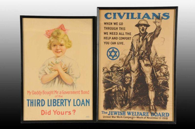 Appraisal: Lot of Paper War Posters Description to Framed under glass