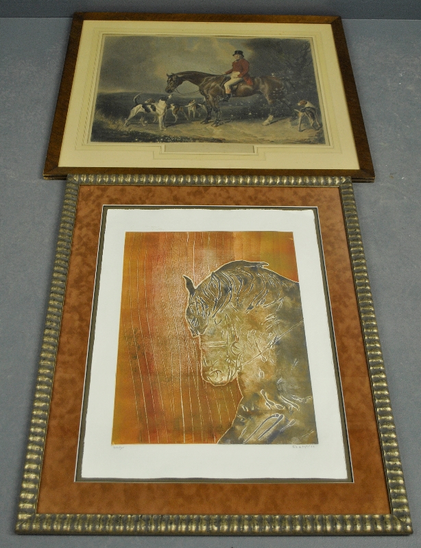 Appraisal: - Framed and matted print of a horse signed l