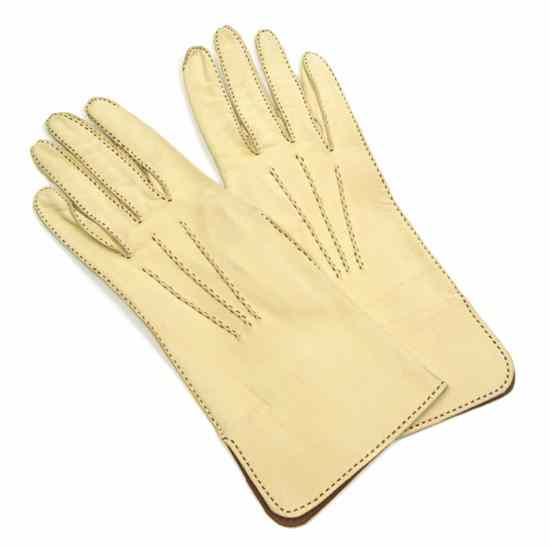 Appraisal: A Pair of Hermes Yellow Suede Gloves Labeled Hermes Size