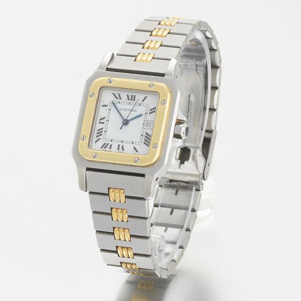 Appraisal: CARTIER SANTOS AUTOMATIC STAINLESS AND K GOLD AUTOMATIC WATCH mm