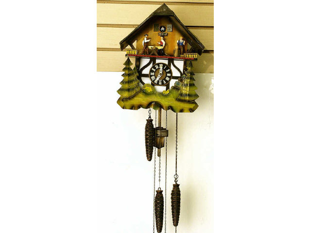 Appraisal: Great little hand carved and painted cuckoo clock with chalet