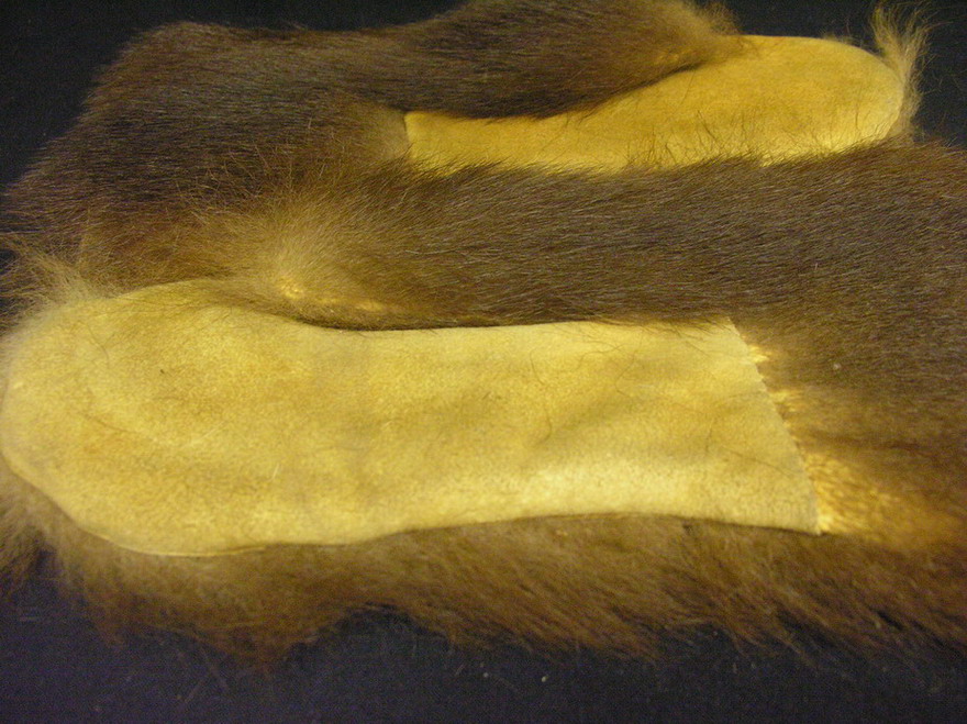 Appraisal: ANIMAL FUR MITTENS NATIVE AMERICAN Brown fur with brain tanned