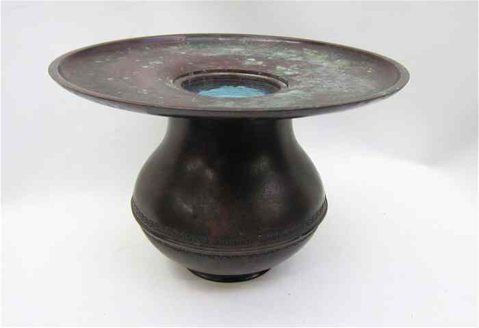 Appraisal: JAPANESE BRONZE USABATI The two part vase having lift out