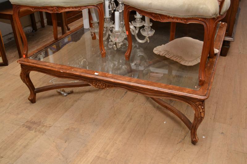 Appraisal: A LARGE FRENCH STYLE GLAZED COFFEE TABLE A LARGE FRENCH