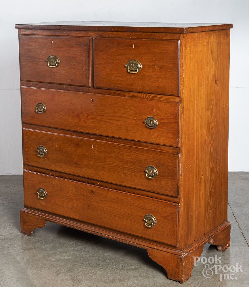 Appraisal: Pine semi tall chest th c Pine semi tall chest